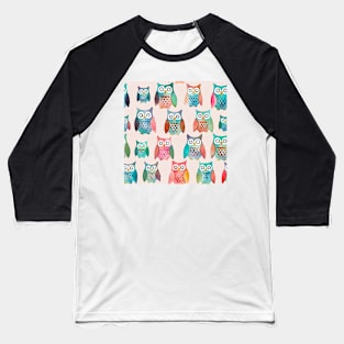 Watercolor owl pattern Baseball T-Shirt